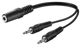 Adapter audio 1x gn - 2x wt jack 3.5mm 20cm Goobay