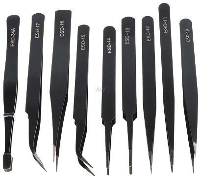 ZESTAW PĘSET PRECYZYJNYCH TWEEZERS-SET/1 9 SZT.