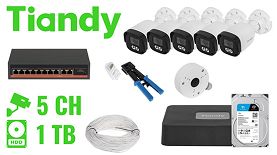 ZESTAW DO MONITORINGU TIANDY-NVR05-5IPCB 5 KAMER + REJESTRATOR TIANDY