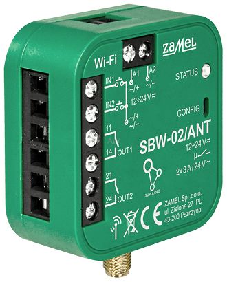 INTELIGENTNY STEROWNIK BRAM I DRZWI SBW-02/ANT Wi-Fi, 12 ... 24 V AC/DC ZAMEL