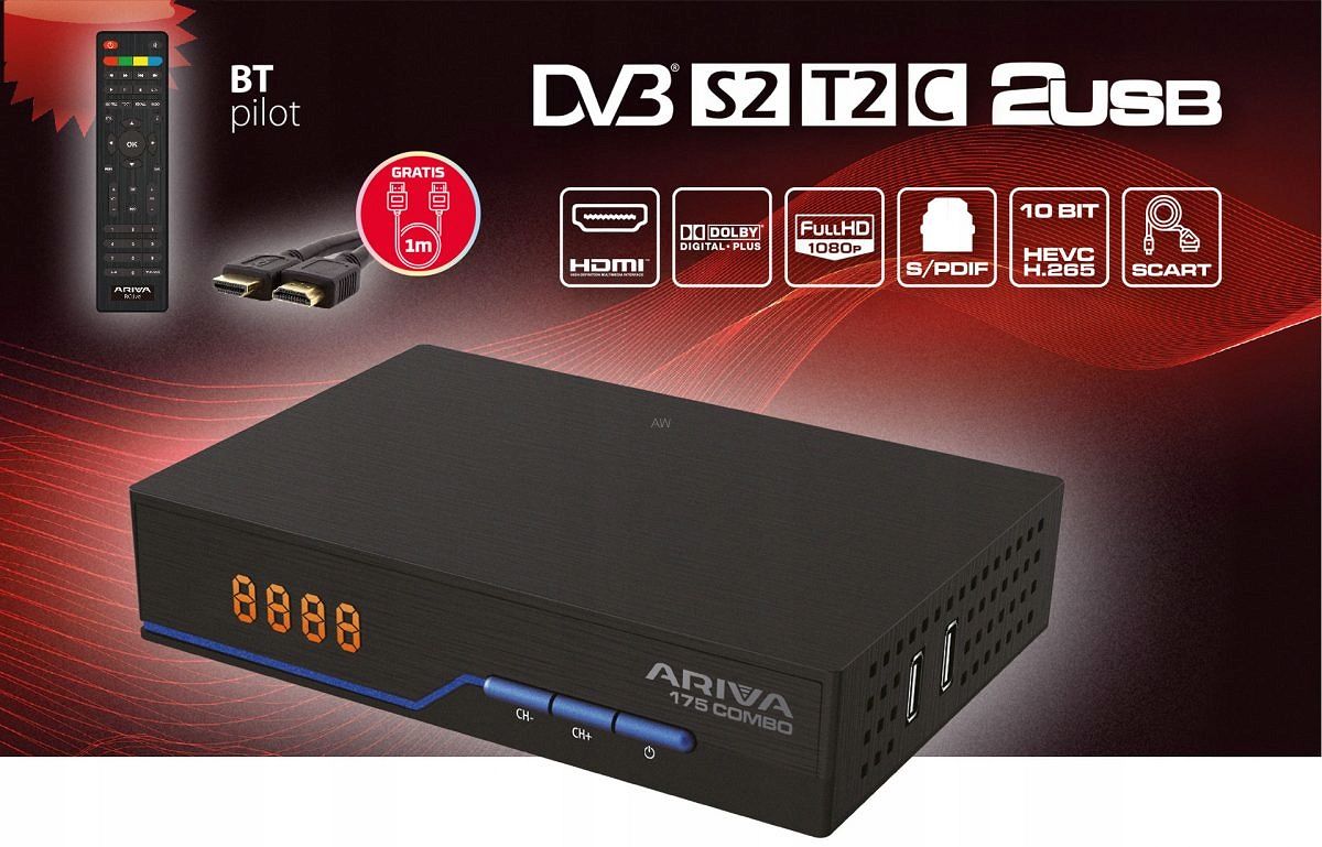 Tuner Dekoder TV DVB-T SAT Ferguson Ariva 175 HEVC