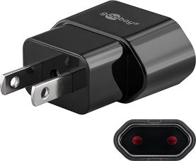 Adapter podróżny PŁASKI gn. EU wt. USA Goobay BLK