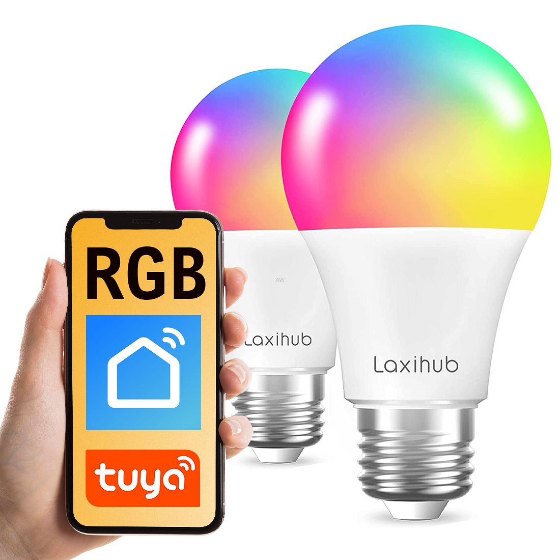 Inteligentna żarówka RGB WiFi E27 Tuya Laxihub x2