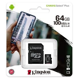 Pamięć KINGSTON Canvas microSDXC 64GB + adapter SD